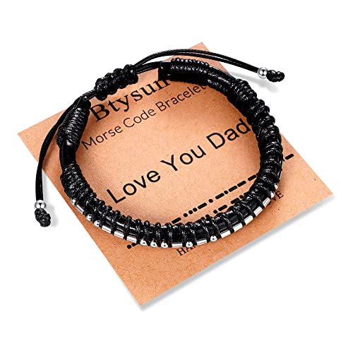 Inspirational Gifts for Men Morse Code Bracelets Mens Bracelets Graduation Gifts for Him Fathers Day Adjustable Leather Bracelet Motivational Birthday Annivesary Jewelry Stocking Stuffers for Men