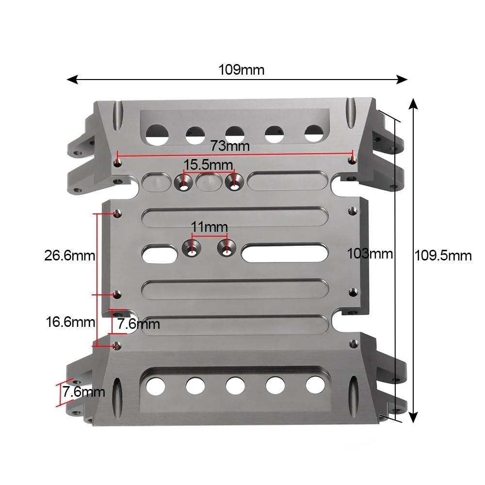 RC Crawler Center Gear Box Skid Plate 1/10 Escala de Aluminio Upgrade Part Compatible con el Coche de Crawl RC 1/10.(Black)