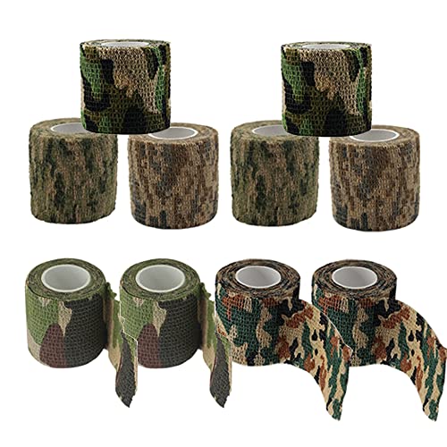 Vasemele Camo Tape 10 Rollen Camo Tape Stoff Camouflage Klebeband Selbstklebende Tarnung Band Camouflage Bandagen Camo Wrap Klebeband Outdoor Tarnband Camo Tapes Wrap Camouflage Selbstklebender