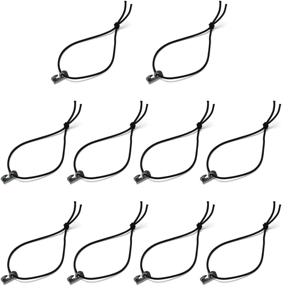 10-Pack Elastic Bungee Cord Rope with Hook Buckle Camping Storage, Outdoor Organization, Hiking & Travel — 19.5 cm Length, Nylon-Rubber Construction