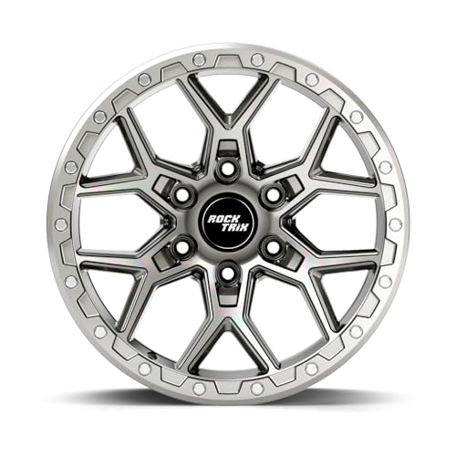 Image of RockTrix RT107 20 inch Wheel Compatible with 2001+ Toyota Tacoma, 6x5.5 6x139.7, 20x9 +12mm Offset, 5.5 Inch Backspace, 106.1mm Bore, Silver, Also fits 2002+ 4Runner, FJ Cruiser, 2022+ Tundra