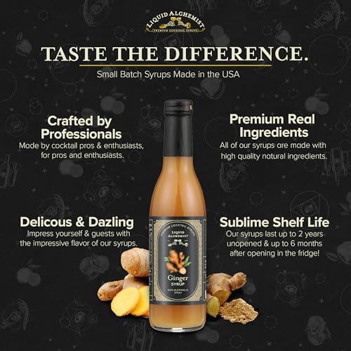 Image of Liquid Alchemist Ginger Syrup for Cocktails - Real Ingredients Make our Liquid Ginger Puree for Cocktails the Perfect Moscow Mule Syrup - Our Non-GMO Vegan Drink Mixer Lasts Up to 2 Years (12.7 oz)