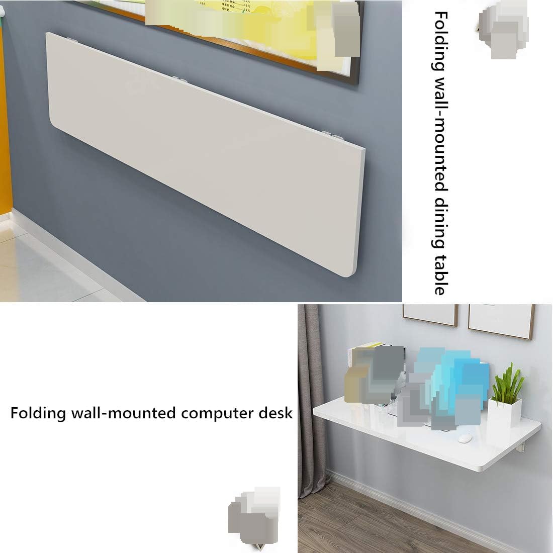 Klappbarer Wandtisch, Platzsparender Schreibtisch, 41x24 Zoll weiße Mini-Werkbank, rastierender hölzerner Esstisch mit Metallhalterung, geeignet für Küchen, Büros, Schlafzimme