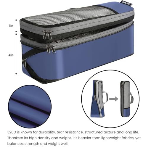 Image of BAGAIL 4 Set /6 Set /8 Set Compression Packing Cubes Travel Accessories Expandable Packing Organizers (Half Mesh, 6-Navy)