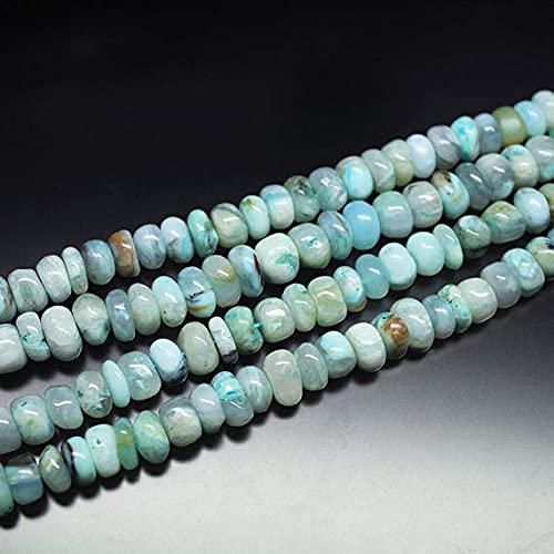 Perles opale bleue du Pérou rondelles lisses 8mm 9mm 3 fils de 7 pouces pour loisirs créatifs