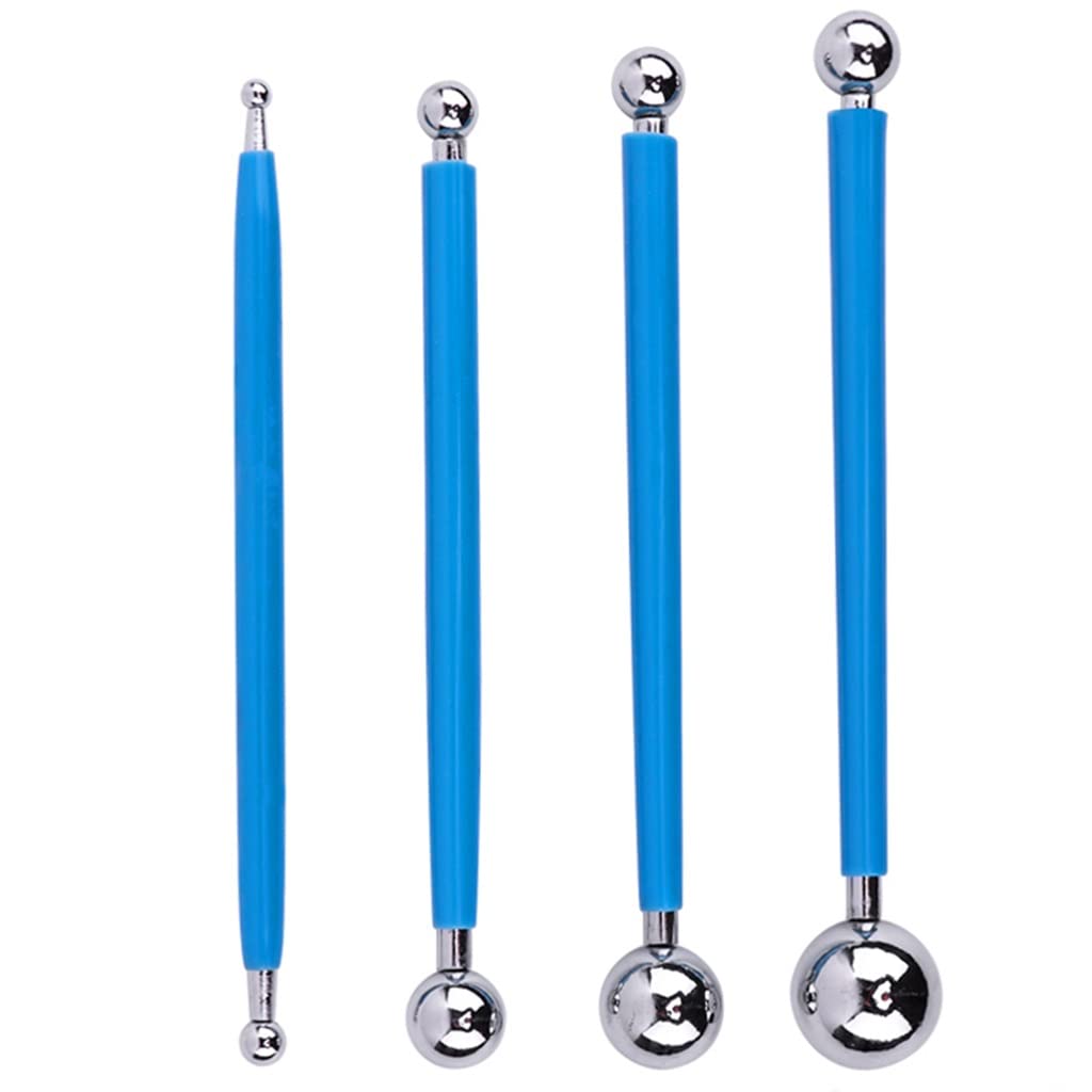 BAtlam Herramientas de alfarería 4 unids/Set Palos de Cabeza Redonda, Herramientas de alfarería Suave de Arcilla Ultraligera Herramientas de Modelado de Talla de Escultura para Hacer Texturas