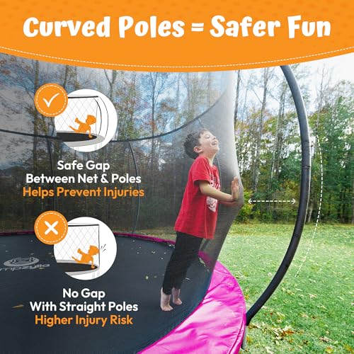 Image of JUMPZYLLA Trampoline Outdoor 8FT 10FT 12FT 14FT 15FT 16FT with Enclosure and Ladder, ASTM Approved Recreational Trampoline for Kids and Adults, Anti-Rust Coated Frame
