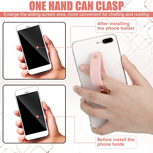 Image of Weewooday 6 Pieces Phone Grip Holder Cell Phone Grip Strap Telescopic Finger Strap Stand Universal Finger Kickstand for Most Smartphones(Black, Pink,Classic)