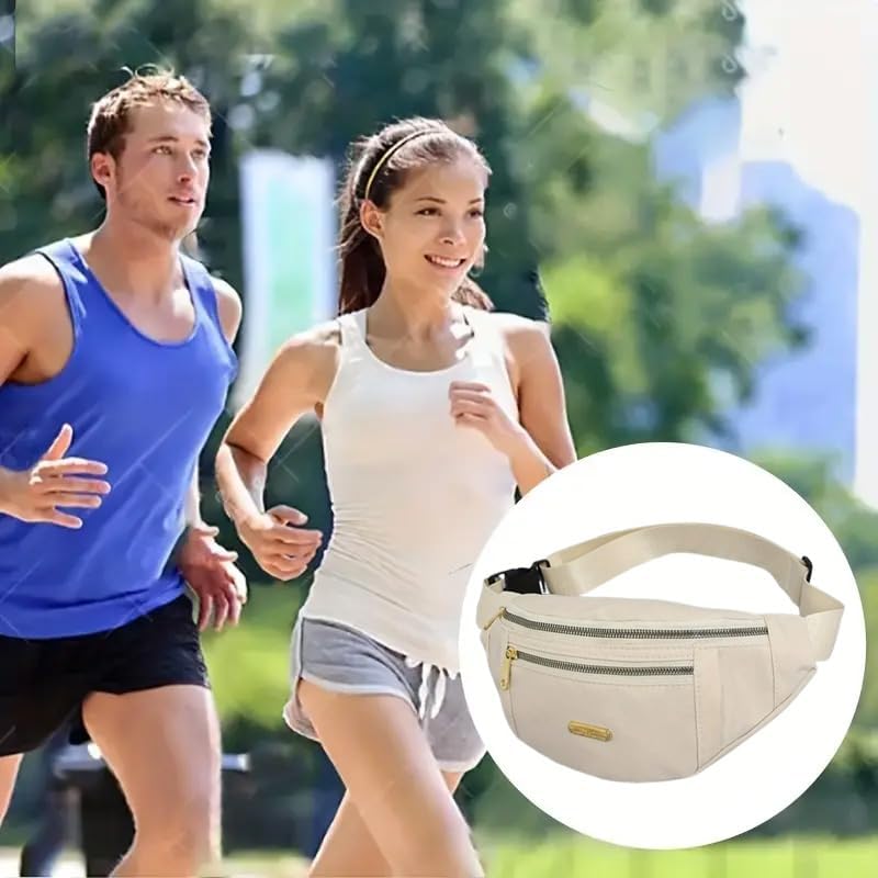 Miniatura 6 de Riñonera cruzada de 1 pieza, versátil bolsa de cintura para exteriores con correa ajustable, bolsa de cinturón de nailon multicapa, Cremallera