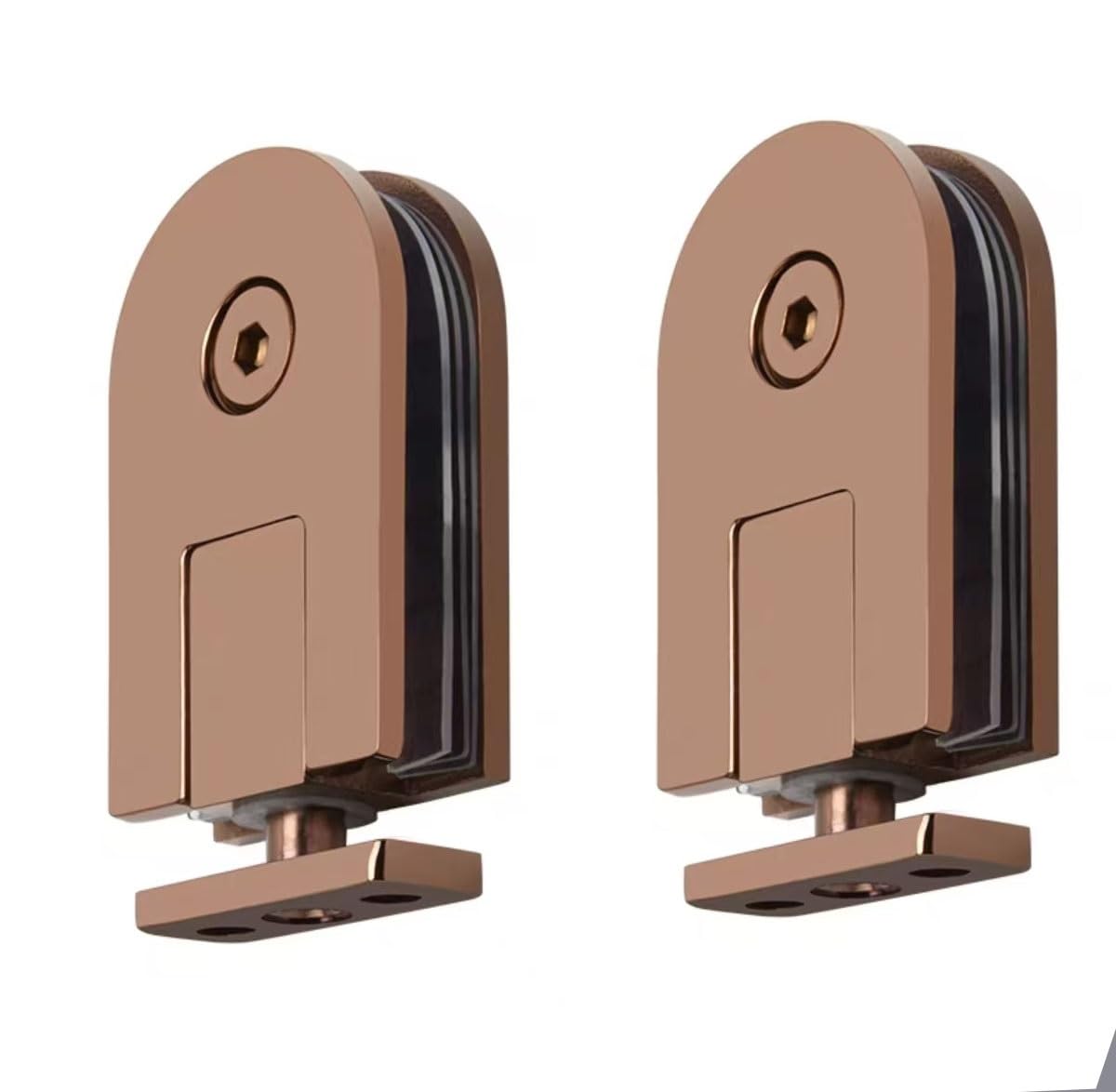 Dlvapbksjqmb Rose Gold Glass Door Hinges,2 Pcs 360 Degrees Pivot Hinge Bathroom Clamps 304 Stainless Steel Showert Kit For 5-10Mm(,Single Clamp)