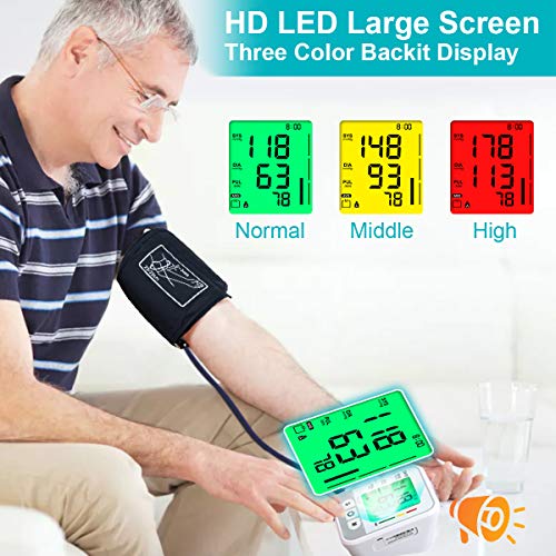 Atrilly Blood Pressure Monitor, Automatic Digital Bp Monitor Upper Arm with Cuff 22-32cm, Large Screen, 2x99 Memory, Blood Pressure Machine Pulse Rate Monitor for 2 User Home Personal Use