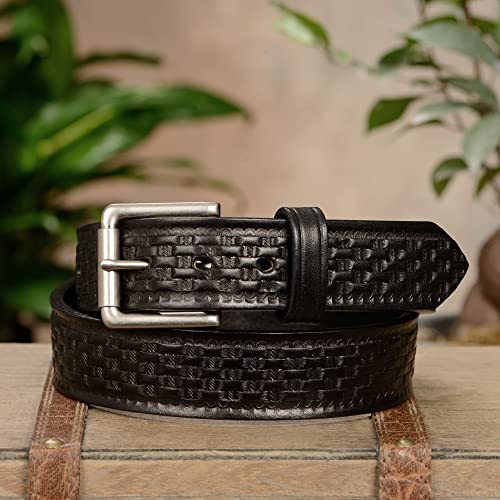 Bullhide Belts Mens Basket Weave Leather Belt, 1.50" Wide3
