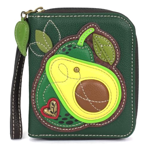 Image of CHALA Zip Around Wallet, Wristlet, 8 Credit Card Slots, Sturdy Pu Leather - Avocado - dark green