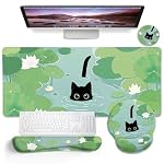 Black Cat Mouse Pad, Funny Cute Desk Mat Office Accessories Decor