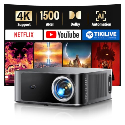 Migliori proiettori professionali Proiettore 4k【Netflix Ufficiale/1500 ANSI/36W Dolby Audio】Proiettore Wifi 6 e Bluetooth Bidirezionale AI Autofocus/Evita Ostacoli Proiettere TV TOPTRO X9 Videoproiettore per PS5/Esterni/Home Theater