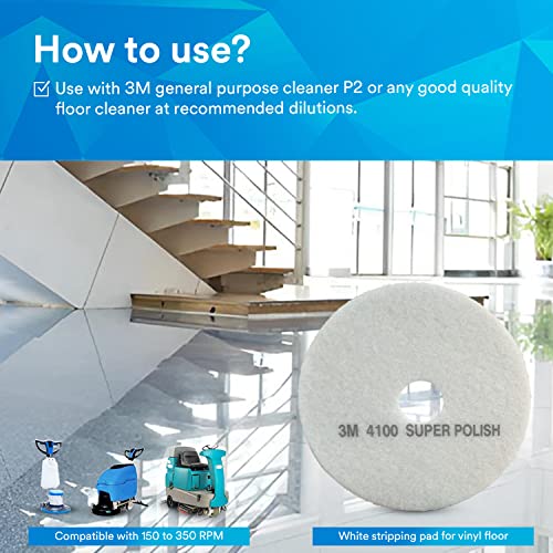 Image of 3M White Super Polish Pad 4100, 20 in (508 mm), 5 Pads /Case