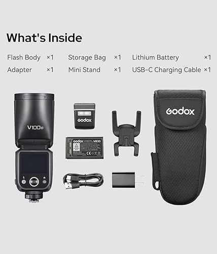Vista 10 de Godox V100S (versión de EE. UU.) Flash para Sony - 100W TTL HSS 1/80000s Cámara Speedlight para cámaras Sony, control de pantalla táctil de cabeza