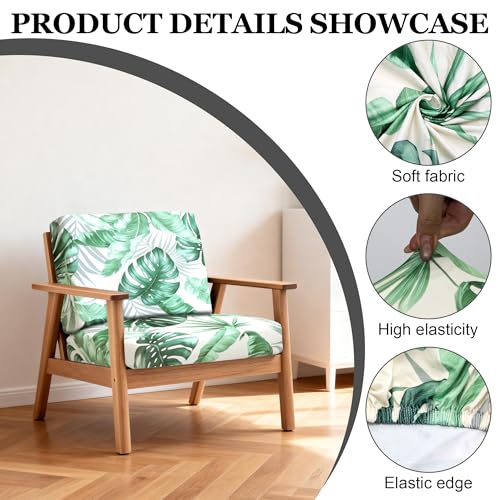 Image of BIETYONE 4Pcs Patio Stretch Cushion Covers,Outdoor Sofa Replacement Cover Slipcovers for Patio Furniture Cushion Covers, Washable Reusable Furniture Protector