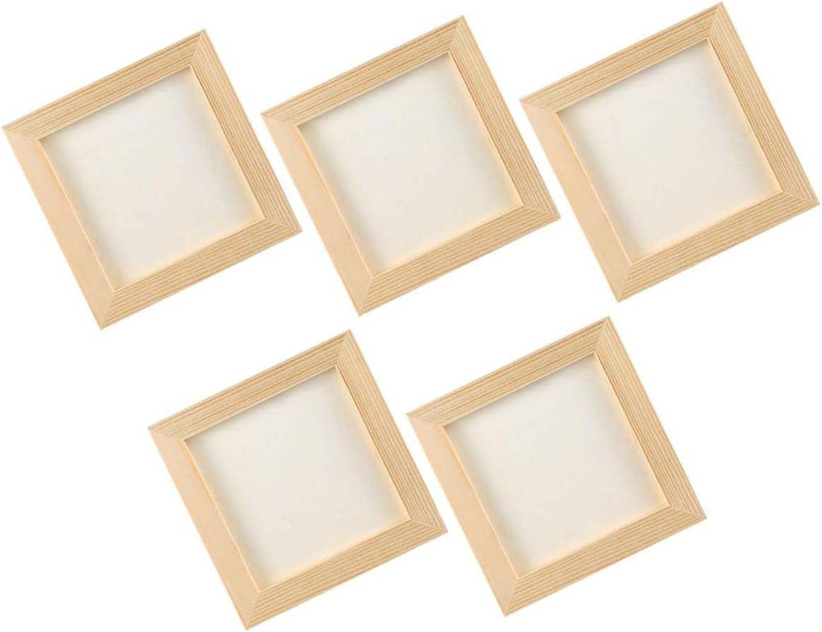 5pcs DIY Wooden Craft Photo Frames, Blank Paintable Wood Picture Frames 20x20cm with 16.5x16.5cm Inner Size, 3d Clay Art Display for ’s Room Decor and Art Projects