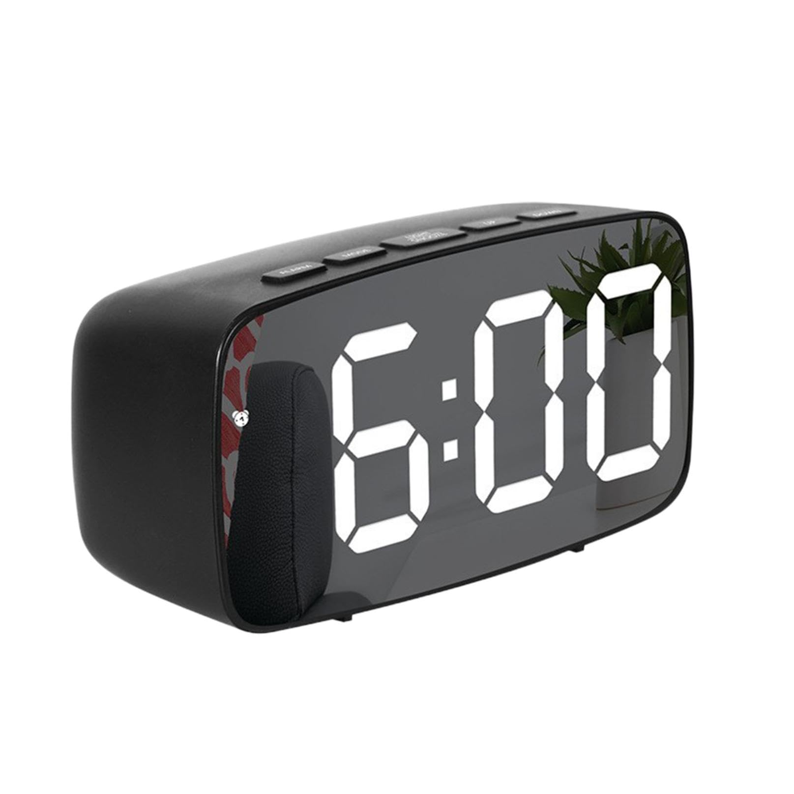 Reloj despertador digital para dormitorio, pantalla LED grande, caja negra, reloj eléctrico inteligente, formato 12/24h, modo de repetición, despertador inteligente de voz, reloj de mesita de noche