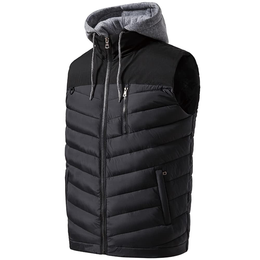 MsmsseMen's Outerwear Vests Winter Outdoor Removable Hooded Padded Puffer Vest for Men