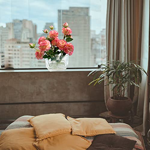 Ribbed Glass Vases For Flowers - Glass Flower Vases Clear Ribbed Vase Unique Short Flower Vase Fluted Decorative Wide Vase For Centerpieces Wedding Living Room Dining Table Modern Flowers Aesthetic #TOP3