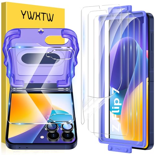 YWXTW EZ Alignment for Samsung Galaxy Z Flip 7 Screen Protector, [Strengthen Crease Test] 4Pcs Inner...