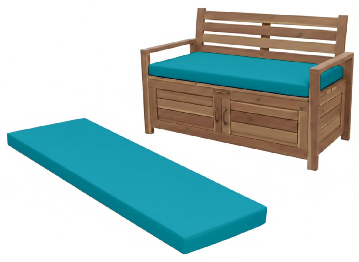 Cuddle Cloud Waterproof Garden Keter Bench Cushion Seat Pad Replacement Cushion for Iceni & Eden Storage Box 128x50x5cm Lightweight & Durable Seat Pad Cushions (Aqua)