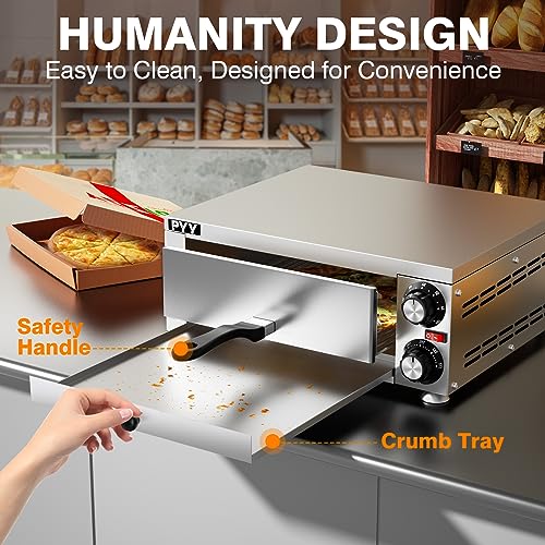 Image of PYY Pizza Oven Indoor Electric Countertop Commercial Pizza maker with Crumb Tray Stainless Steel Pizza Cooker Machine for Home