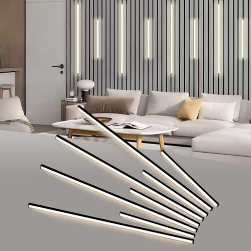Besseto LED Wall Panel Lights Black,Wood Slat Wall Panel Strip Light,3000K Touchable Switch Dimmable...