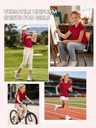 Image of OHD 4 Pack Girls Polo Shirt Girls Uniform Polo for School Cotton Shirts School Uniform Tops Size 3T-14