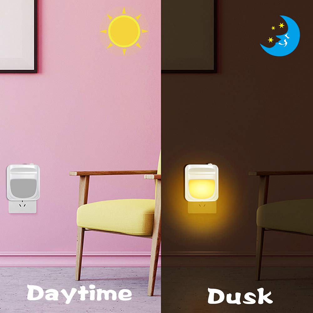 La luz del Sensor, Armario de Luz, Luz eléctrica del Enchufe de Pared Plug-In Noche, Sensor automático de luz, Suaves Calientes, Sitio del bebé Baño Cocina Pasillo, 2 Piezas