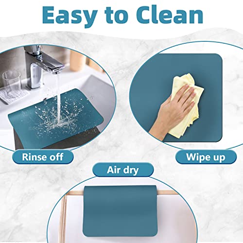 Coffee Maker Mat For Countertops: Coffee Mat Absorbent Coffee Bar Mat For Kitchen Hide Stain Rubber Backed, 12" X 17" Coffee Bar Accessories Fit Under Coffee Machine Coffee Pot Appliance Mats (Blue) #TOP4