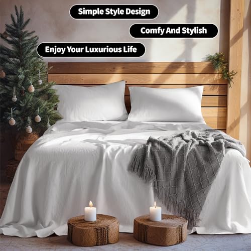 LBRO2M 100% French Organic Linen Sheet Set, 19" Deep Pocket Queen Size 4Pcs by LBRO2M - Used condition - Image 8