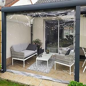 XFLOFE Outdoor Clear Tarp-gordijn, met oogjes PVC Heavy Duty waterdichte zeildoek zijpaneel, weerbestendig…
