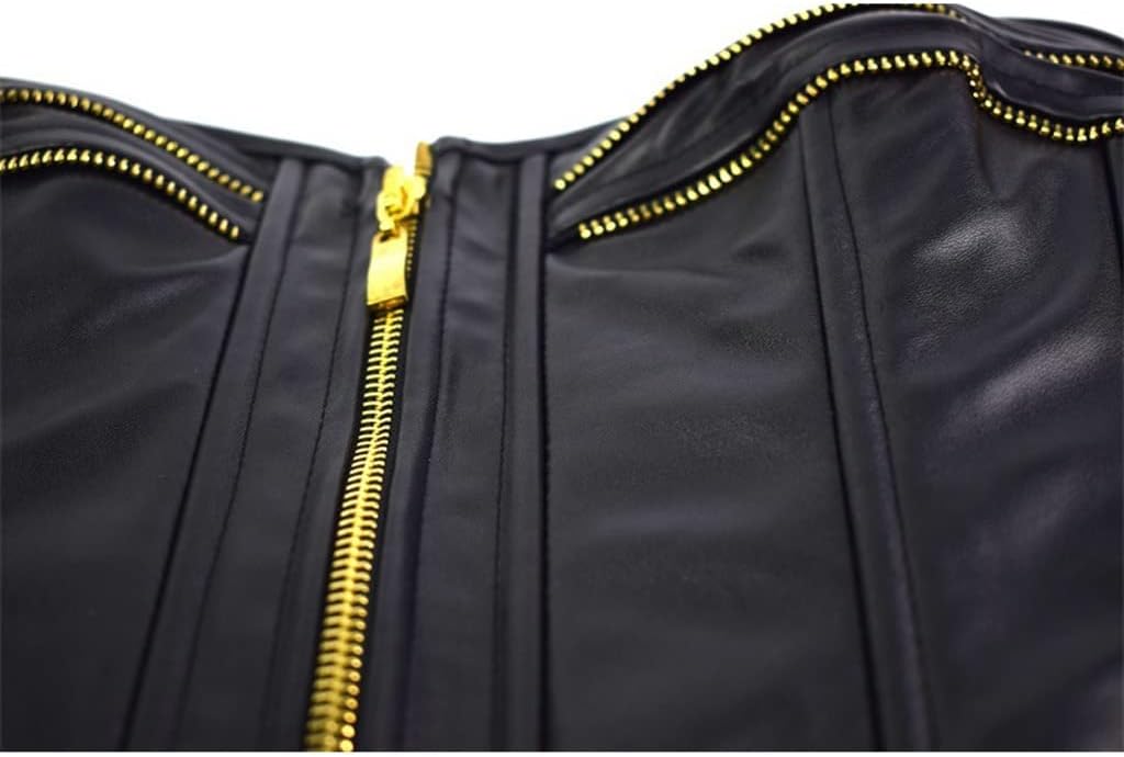 Leather Corset Steampunk Zipper Front Sexy Body Bustier Corset Women Waist Cincher Corsets