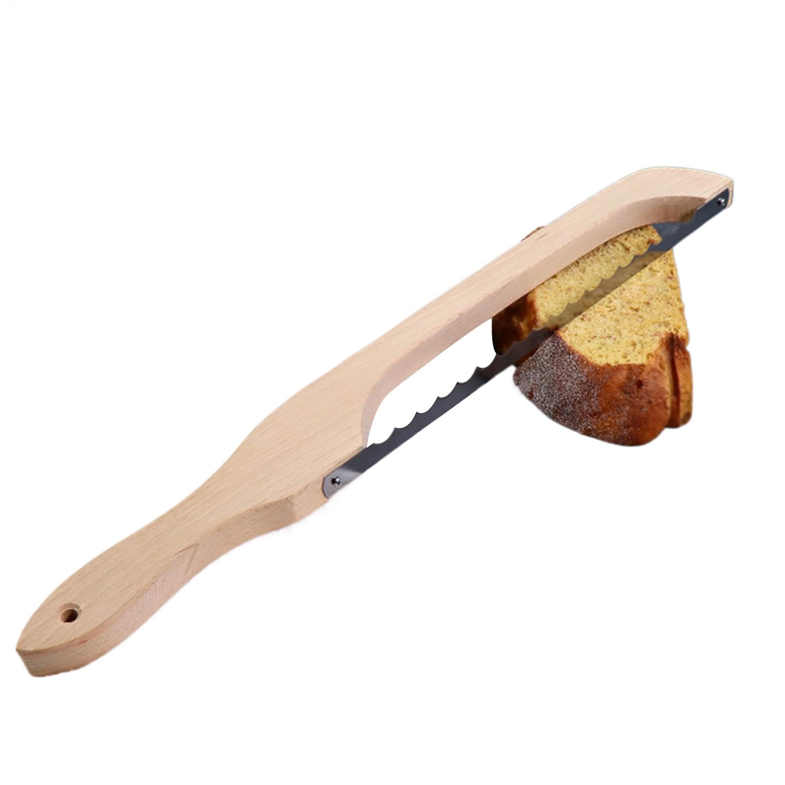 Wooden Bread Cutter, Bread Bow Cutter - Serrated Bread Saw Dough Cutter,Stainless Steel Cutting Tools Bakery Supplies,Fiddlebow Baking Tool for Homemade Bagel,Baguette