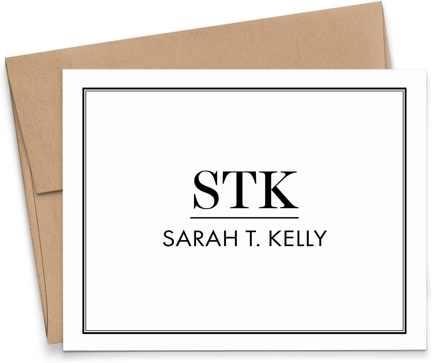 Classic Monogram Stationary Set for Men and Women, FOLDED NOTE CARDS, Personalized Stationary Set, Personalized Monogram Stationery Set, Your Choice of Colors and Quantity