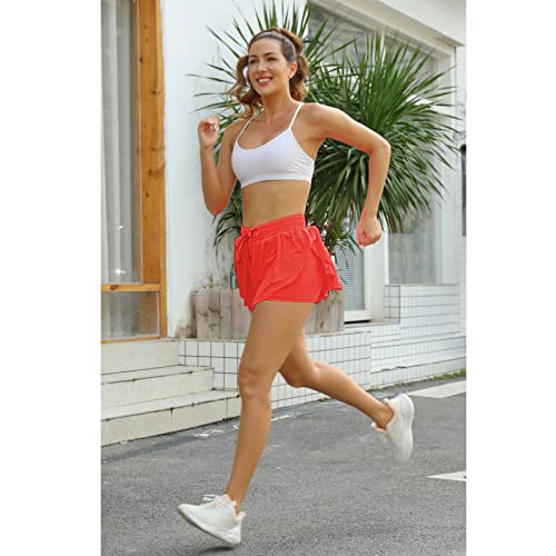 Image of Flowy Athletic Shorts for Women Running Tennis Butterfly Shorts Girls 2-in-1 Double Layer Quick-Drying Comfy Shorts