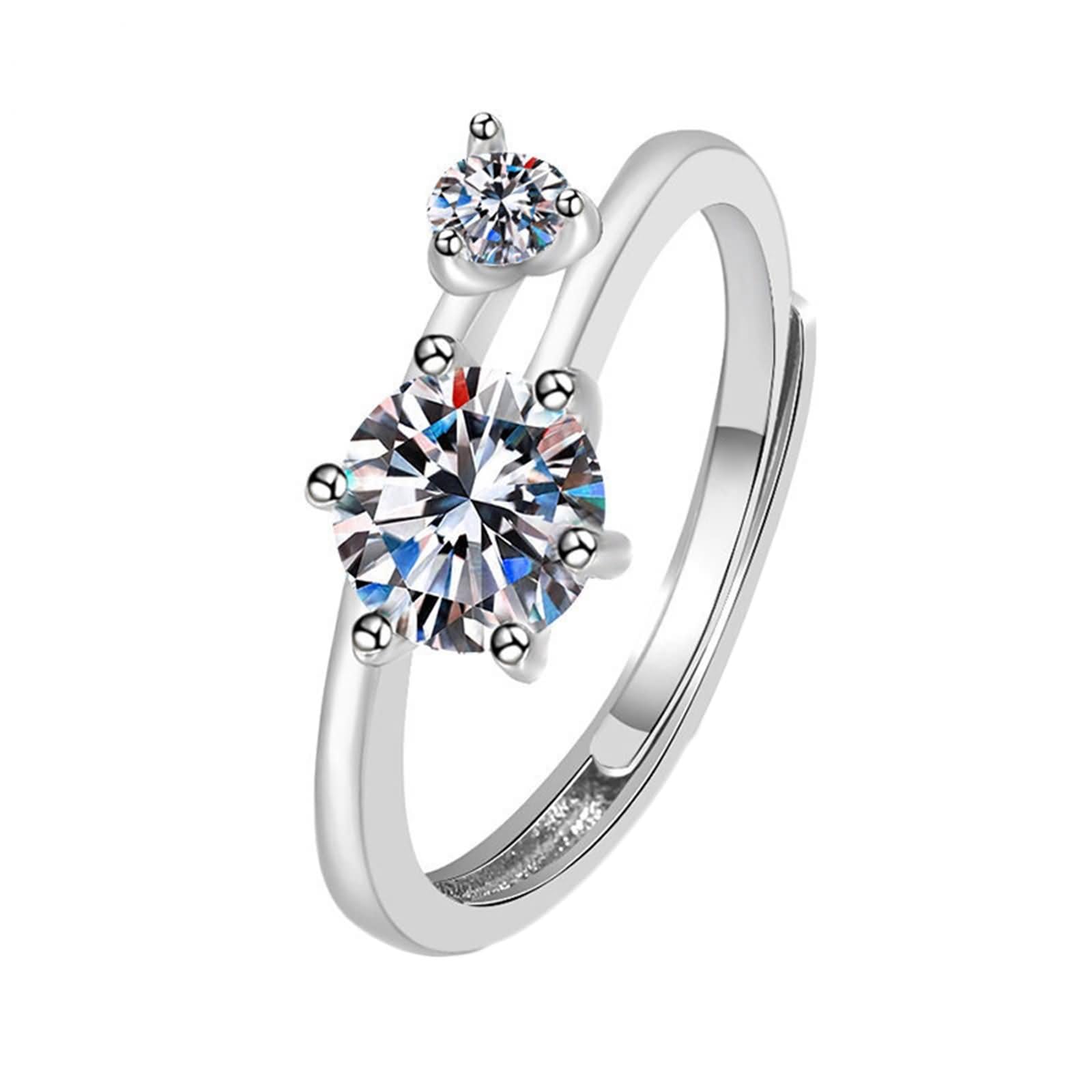 Women Wedding Rings 9 ct / 14 ct / 18 ct White Gold, Round with Moissanite, Women's Ring Silver