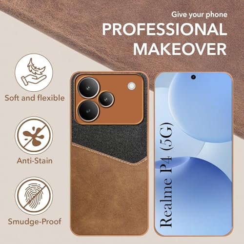 Image of Jkobi Back Cover Case for Realme P4 (Dual PU Leather Stitch | Professional Minimalist | Soft and Flexible)