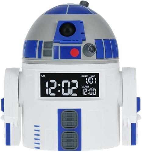 Paladone Reloj despertador R2D2, decoración perfecta para fanáticos de Star Wars, cable USB incluido, 13 cm (5") de alto