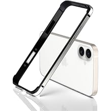 [YMXPY] iPhone16plus Aluminum Bumper Case Metal + Silicone Frame Double Layer Construction Lens Protection Lightweight Strap Hole Shock Resistant Silver, iPhone16plus