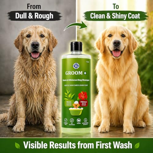 Image of PET360 Groom+ Neem Hibiscus Oatmeal Dog Shampoo 200ml | Vegan Cruelty-Free | Non-Toxic pH Balanced | Phthalate & Paraben Free | Natural Pet Grooming