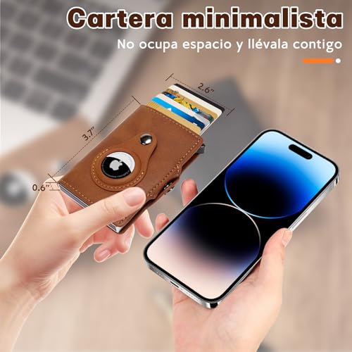 Men's Slim Minimalist Wallet, Men Credit Card Holder,Anti-theft-RFID Auto Pop up Travel Wallets for Men,9-14 Card Capacity| Cash Slot| ID Window | Carbon Fiber (Brown)2