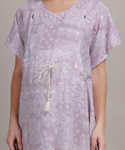 Image of Fabme Women's Printed Kaftan Nursing and Maternity Nighty