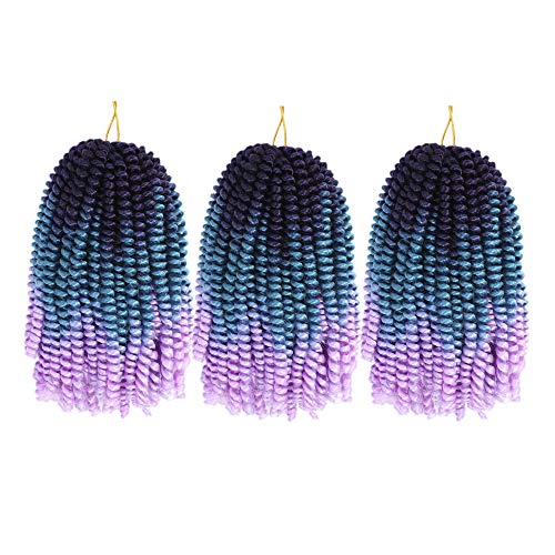 Yisimei Spring Twist Hair Ombre Color 3PCS/Lot Spring Twist Crochet Hair 18 Colors Avaliable Hight Temperature Fiber Hair Extensions (8“ 3PCS/Lot, C6)