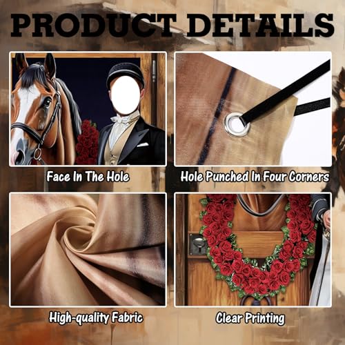 Image of Tudomro Horse Racing Photo Props Background 6 x 4 ft Derby Party Decorations Run for The Roses Photography Banner Roses Horse Race Photo for Rose Race Party Supplies Equestrian Racetrack Props