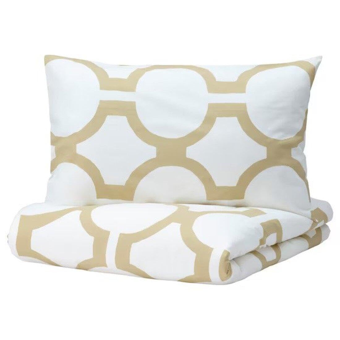 Ikea GLANSBLOMMA Duvet Cover Set, White/Light Beige-Green, 150x200 cm Duvet Cover with 50x80 cm Pillowcase, 100% Cotton-image-22