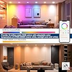 Smart Recessed Lighting 4 Inch RGBCW Color Changing 12W LED Downlight with Junction Box,1000 Lumen Recessed Ceiling Light Compatible with Alexa,Dimmable by Bluetooth Control -12Pack - Image 4